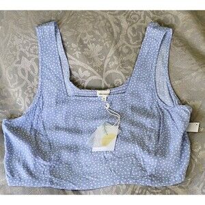 Thread & Supply Blue Polka Dot Crop Tank Top Sz XLG